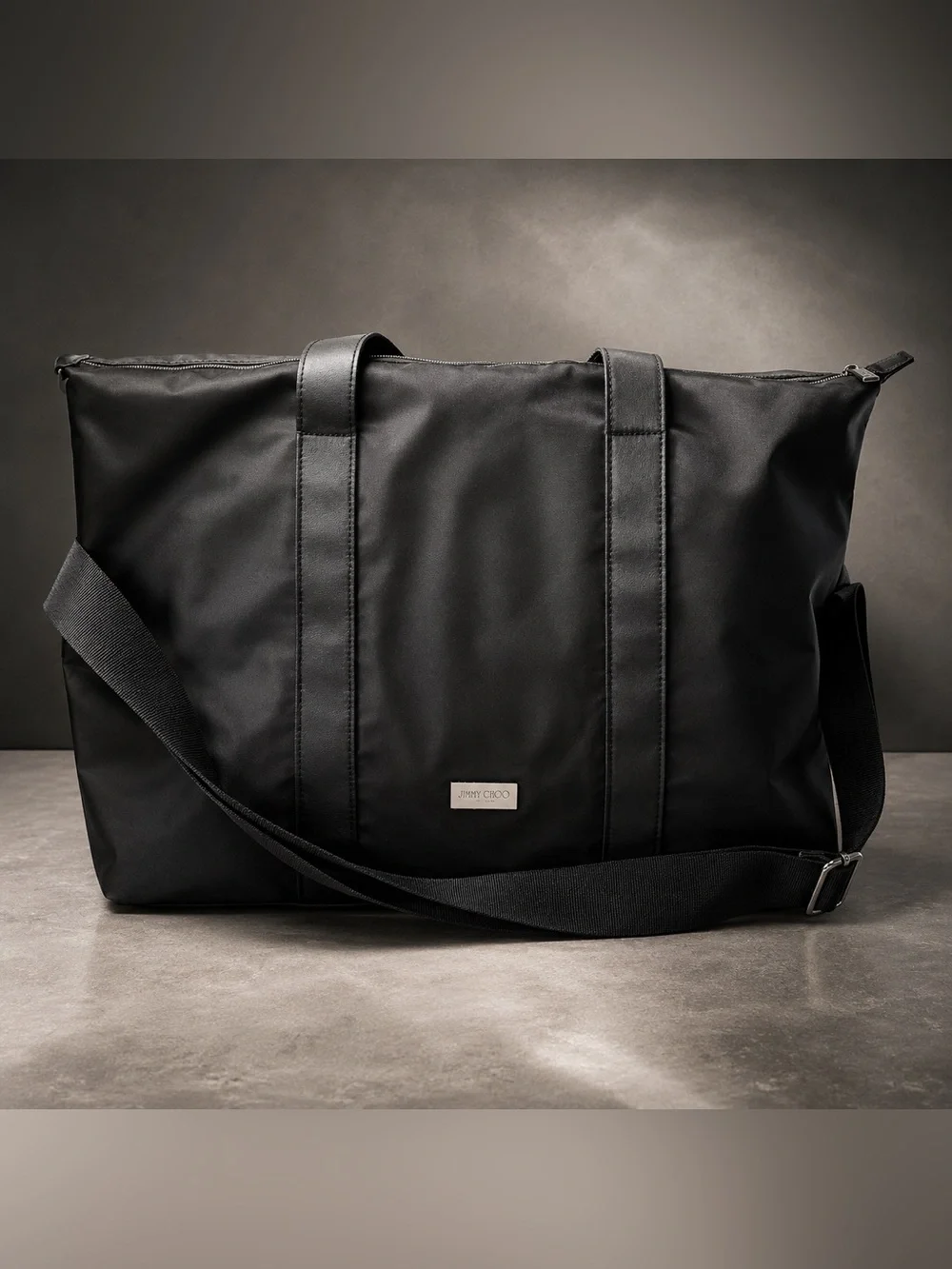 Jimmy Choo Black Nylon Weekend Bag and Samples